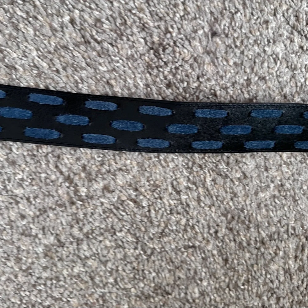 Vintage Escada Black Leather Mirrored Belt Size 42 Rockstar West Germany Made
